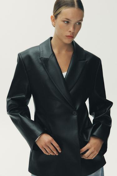 FAUX LEATHER TAILORED BLAZER - Black by Zara