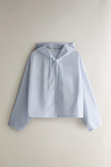 CHEMISE À CAPUCHE RAYURES - Bleu de Zara - Image 0
