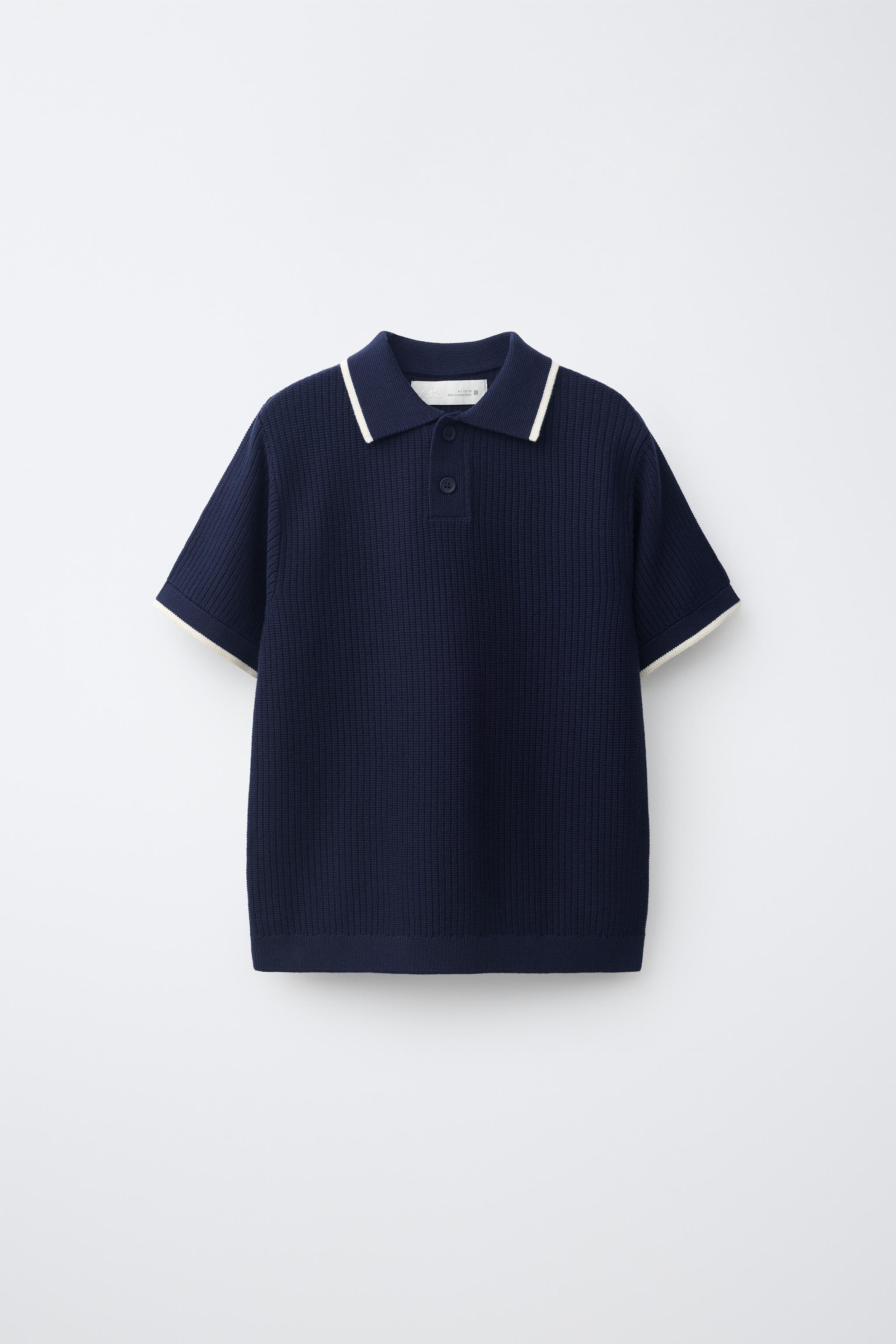 CONTRAST PIPING RIBBED KNIT POLO