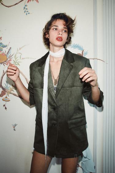 VESTE EFFET DAIM - Vert mousse de Zara