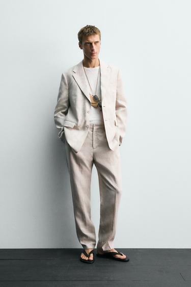 PANTALÓN TRAJE 100% LINO - Beige claro de Zara - Imagen 0