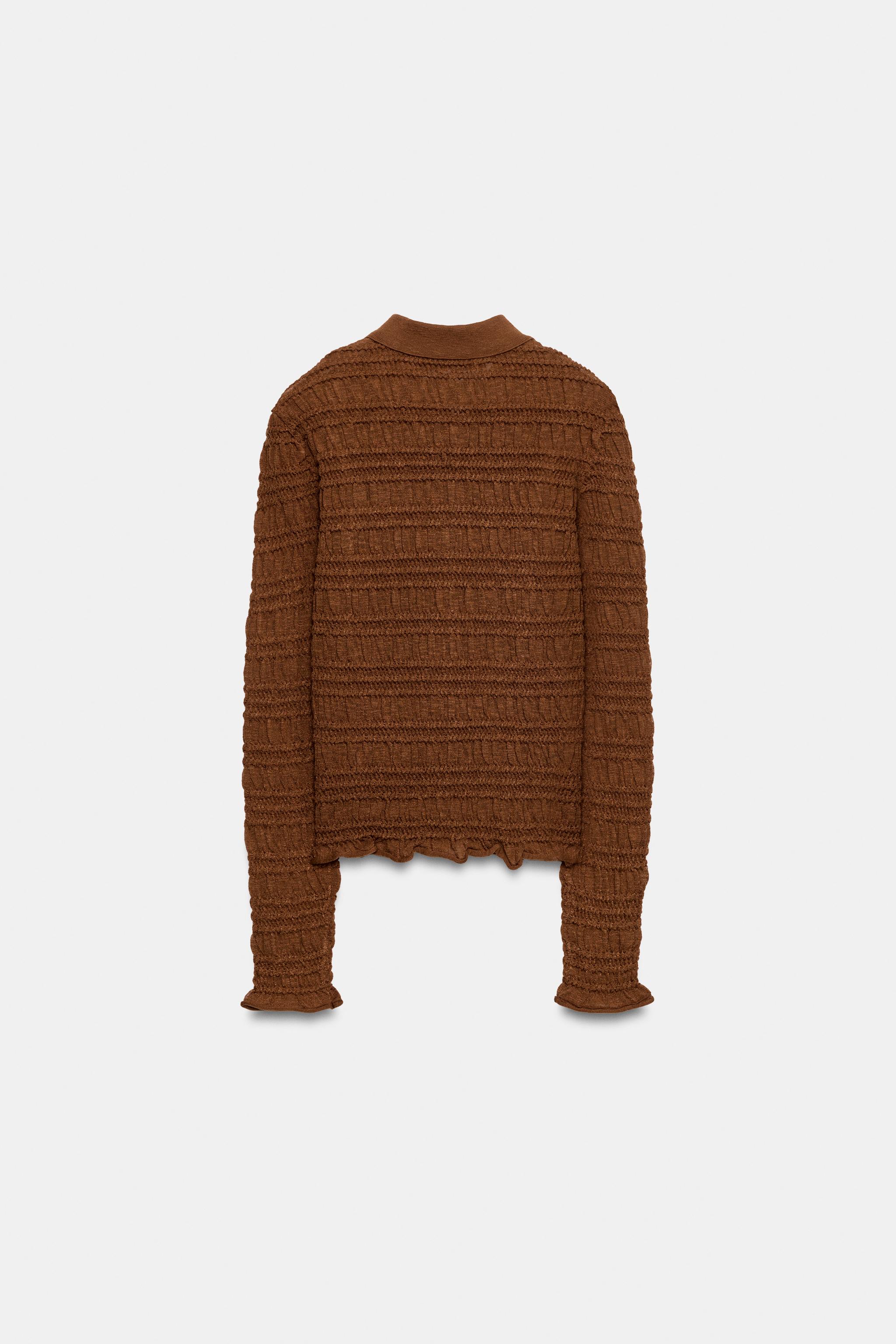 HONEYCOMB KNIT CARDIGAN — Russet