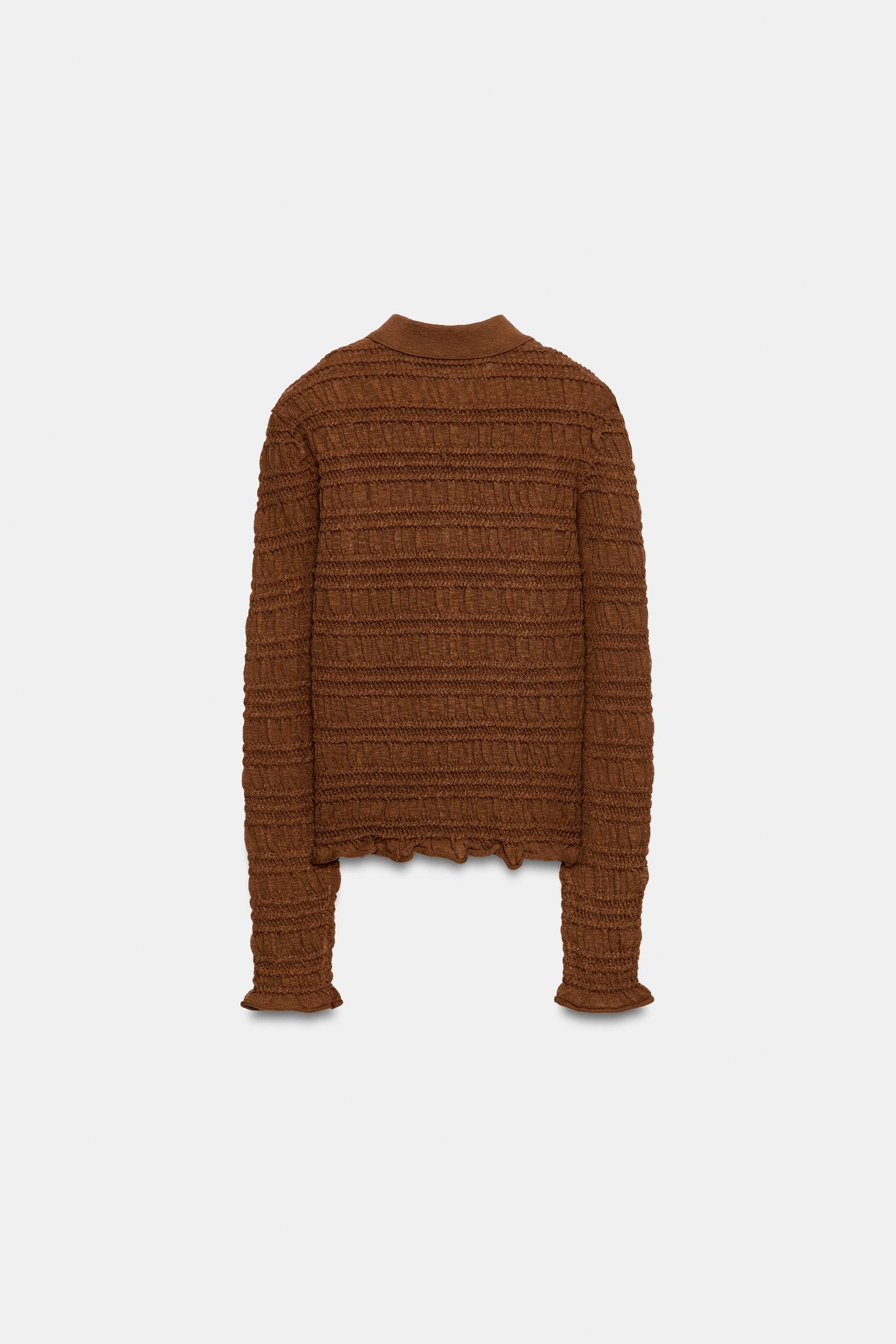 Женский кардиган Zara Honeycomb Knit, цвет: Russet — фото 2