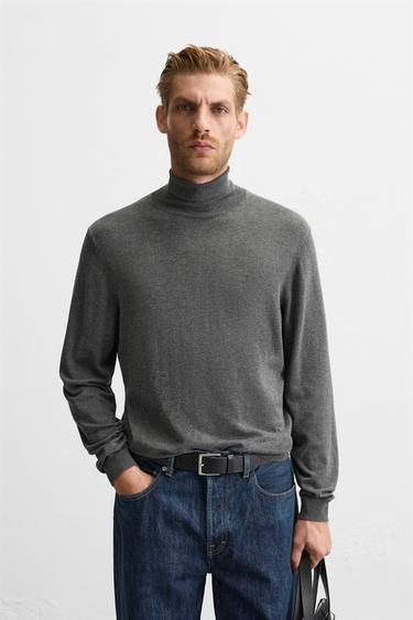 SUÉTER COM MESCLA DE VISCOSE - Cinza-vigoré da Zara