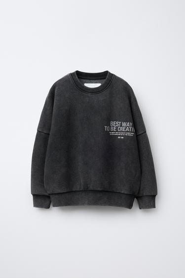 Zara KULUTATUD TEKSTIGA DRESSIPLUUS - Must - Pilt 0