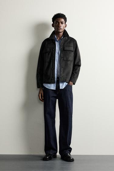 SOBRECAMISA EFECTO ANTE BOLSILLOS - Negro de Zara