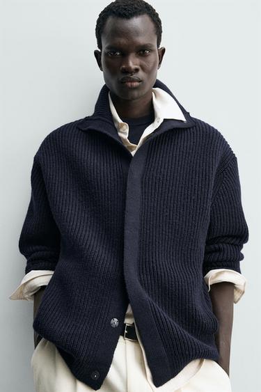 GILET EN MAILLE PERLÉE - Bleu marine foncé de Zara - Image 4