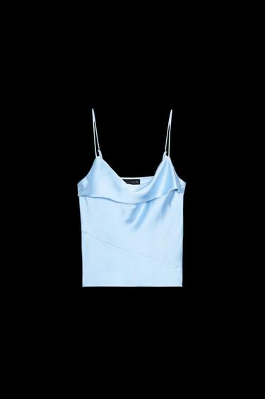 TOP LENCERO SATINADO - Azul pastel de Zara - Imagen 0