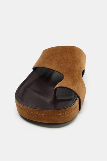 SANDALES PLATES EN DAIM LIMITED EDITION - Marron de Zara - Image 4