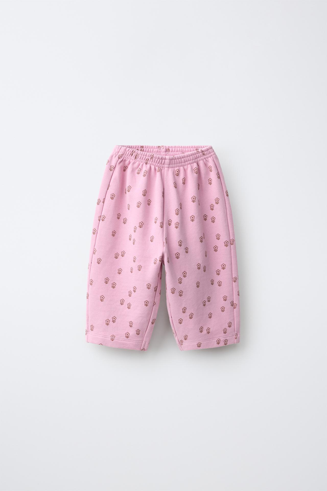 TWO-PACK FLORAL AND SOLID SWEATPANTS — Pink