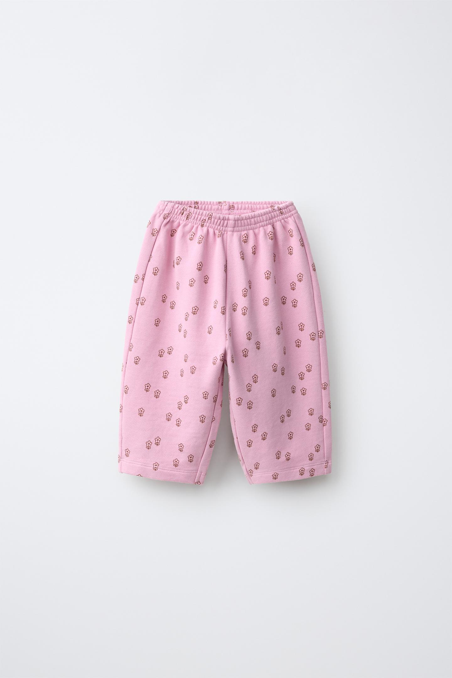 Детские брюки Zara Striped & Solid Fleece Pants Two-Pack, цвет: Розовый — фото 2