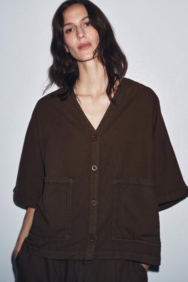CAMISA RELAXED ZW COLLECTION - Marrón de Zara
