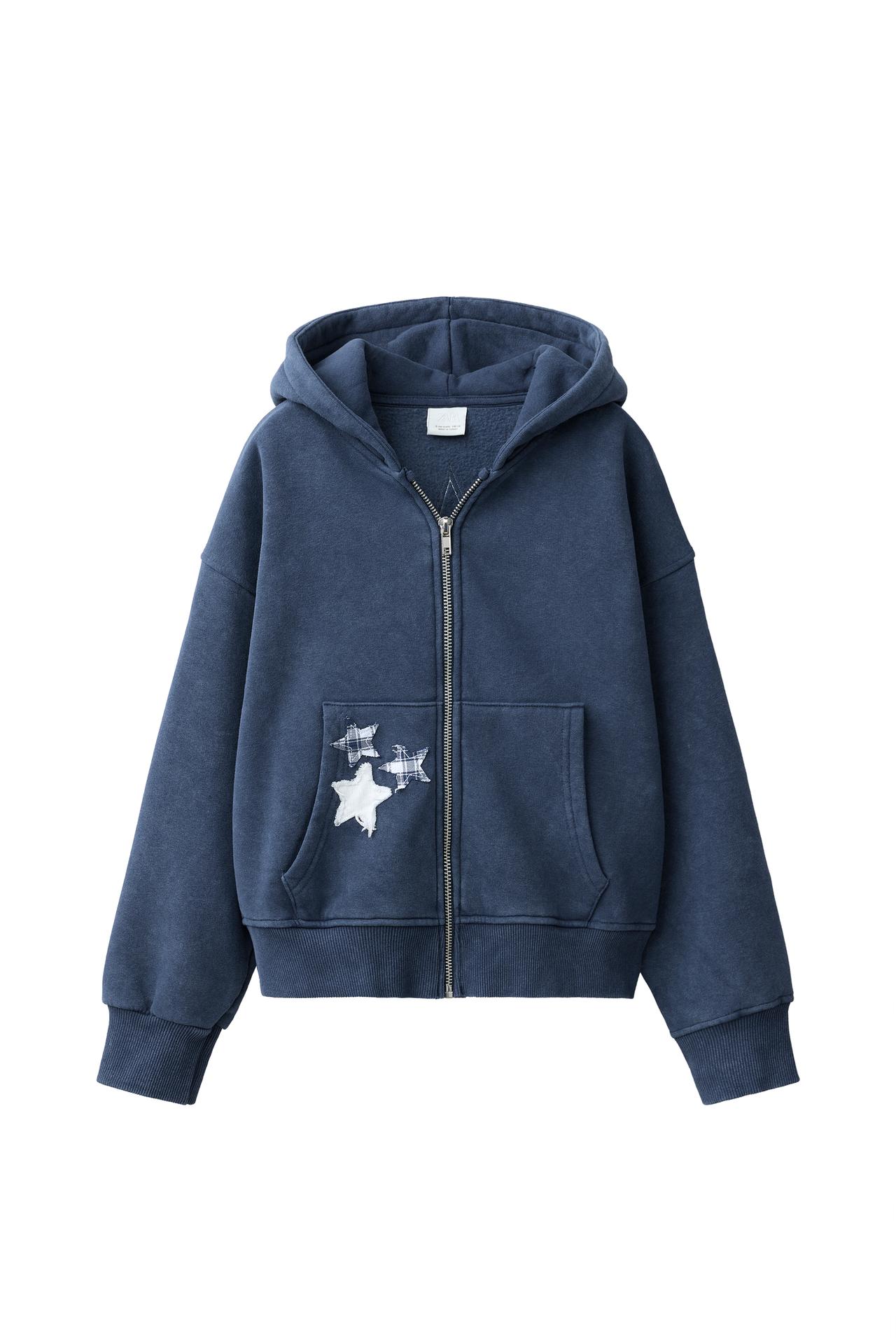 STAR PATCH ZIP UP HOODIE
