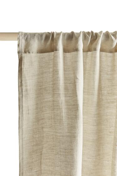 WASHED LINEN CURTAIN WITH MEDIUM OPACITY - Light beige by Zara