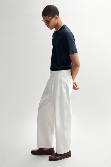 Zara 100% cotton layered collar T-shirt - Navy blue