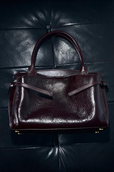 BOLSO PIEL MINI CITY - Rojo Burdeos de Zara