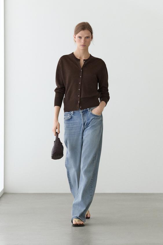 Linen knit cardigan with buttons from Zara - $130