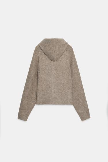 HOODIE CARDIGAN WITH BOW - Mink marl by Zara