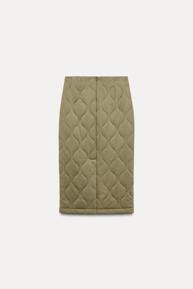 PADDED MIDI SKIRT - mid khaki by Zara - Image 5