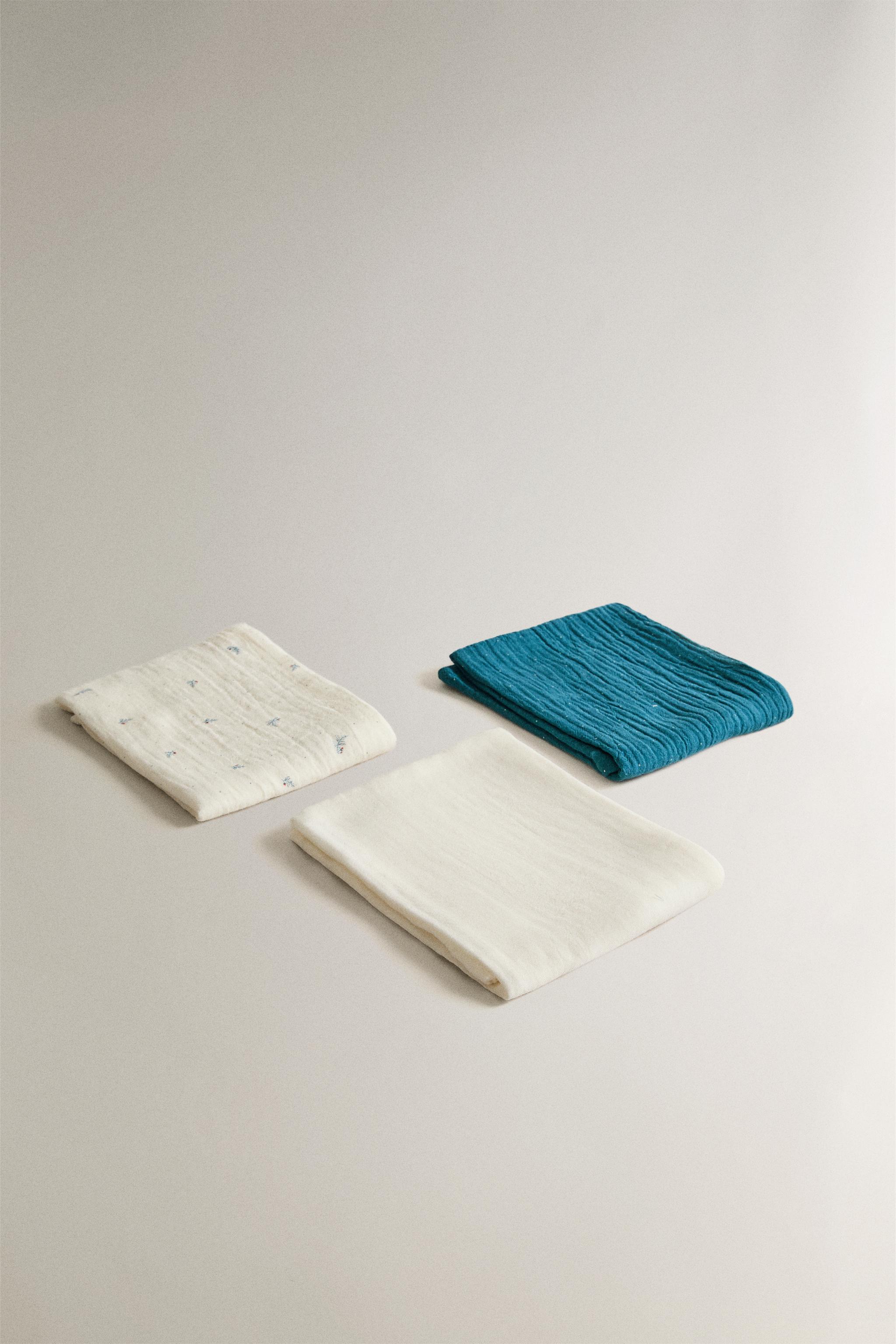 Zara BABY FLORAL MUSLIN CLOTHS (PACK OF 3) — фото 2