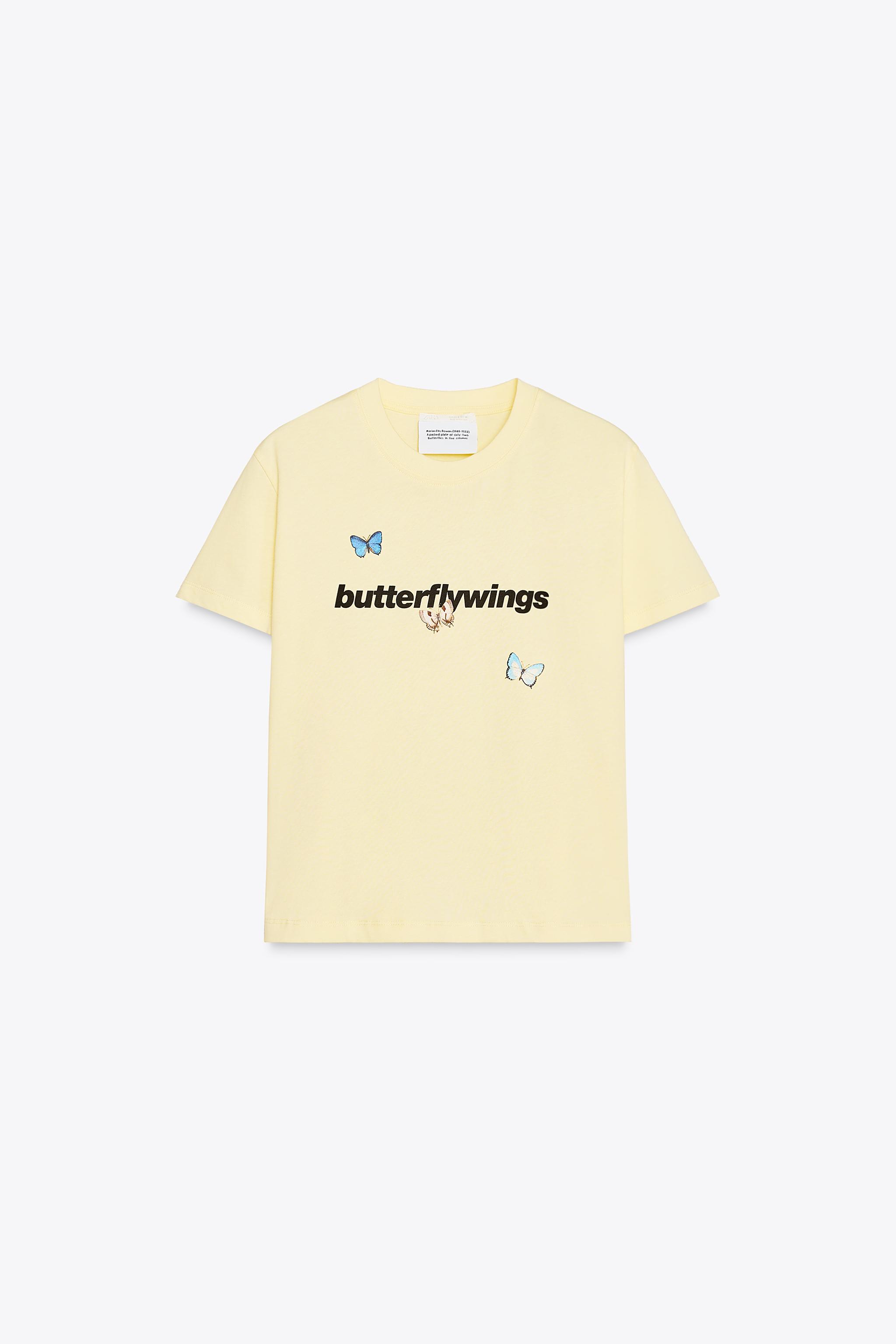 ZARA マリアン・エリス ローワン バタフライプリントTシャツ MARIAN ELLIS ROWAN BUTTERFLY PRINT T-SHIRT - Yellow | ZARA