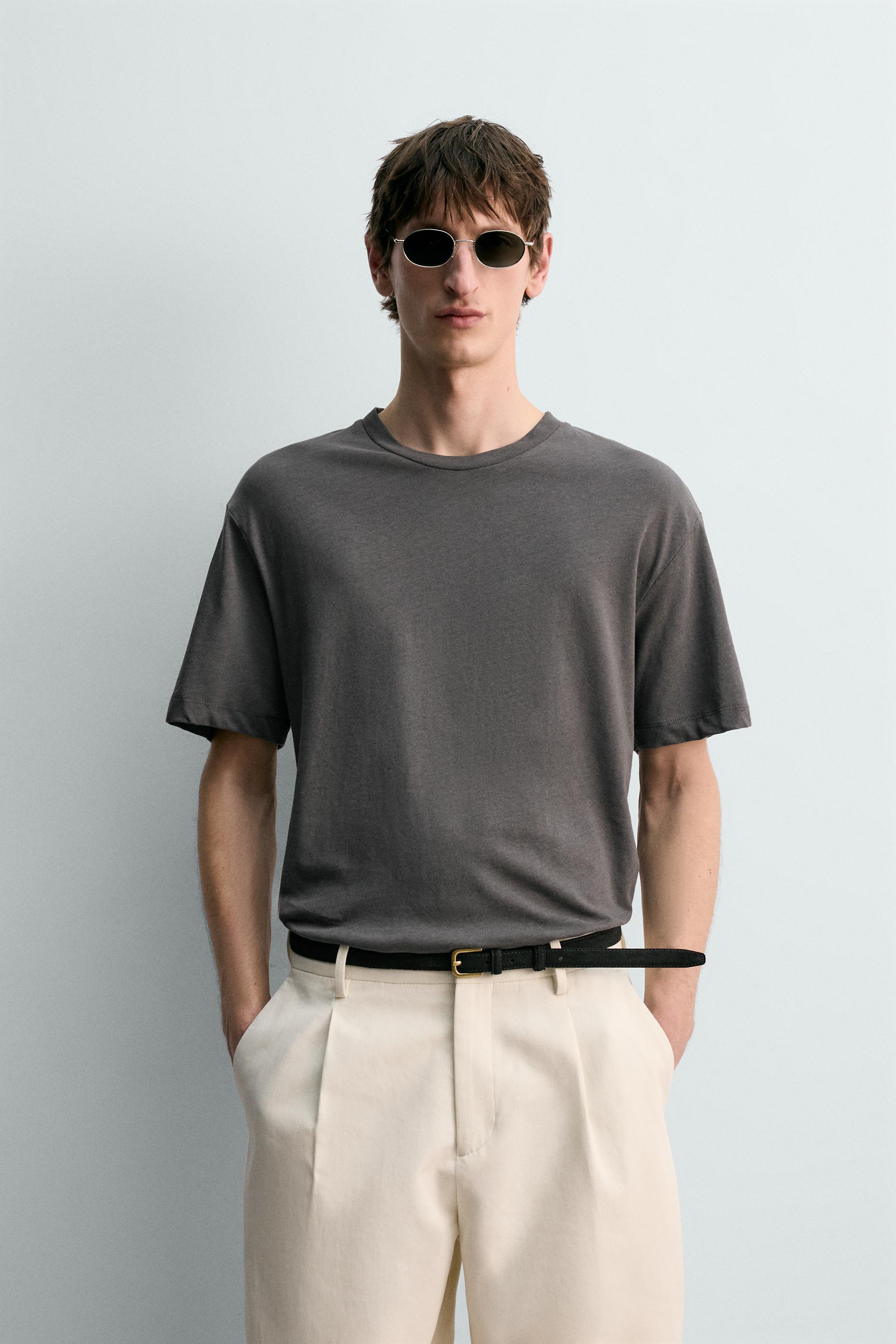 RELAXED FIT COTTON - LINEN T-SHIRT