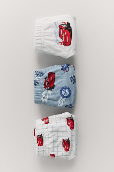1 1/2-6 ANS/ LOT DE TROIS SLIPS CARS FLASH MCQUEEN © DISNEY - Bleu / Blanc de Zara