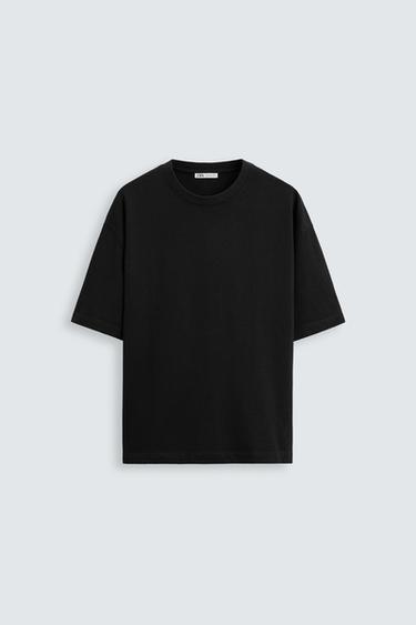 Zara BASIC HEAVY WEIGHT T-SHIRT - Black