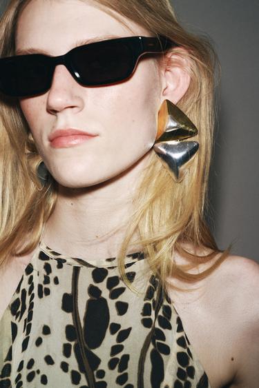 MISMATCHED GEOMETRIC EARRINGS - Gold / Silver by Zara - Image 0