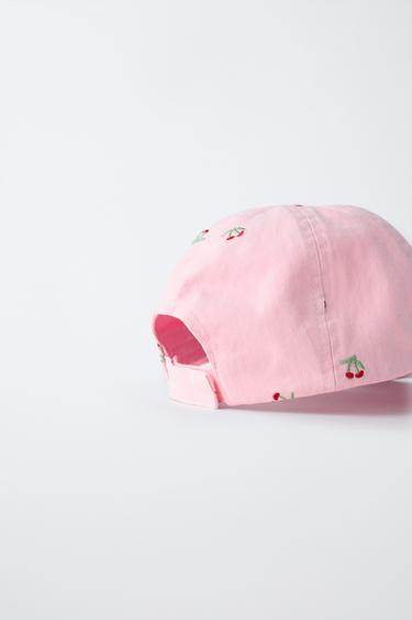 WASHED-EFFECT CAP WITH CHERRY EMBROIDERY - Pink by Zara - Image 2