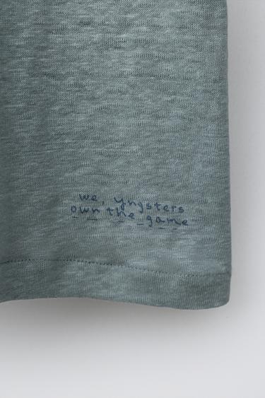 T-SHIRT 100 % LIN - Bleu de Zara - Image 3