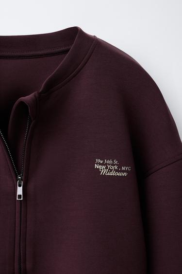 SWEAT BOMBER AVEC MODAL INSCRIPTION EN RELIEF - Prune de Zara - Image 2