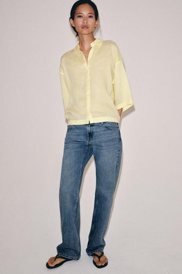 قميص OVERSIZE بالرامي ZW COLLECTION - أصفر by Zara
