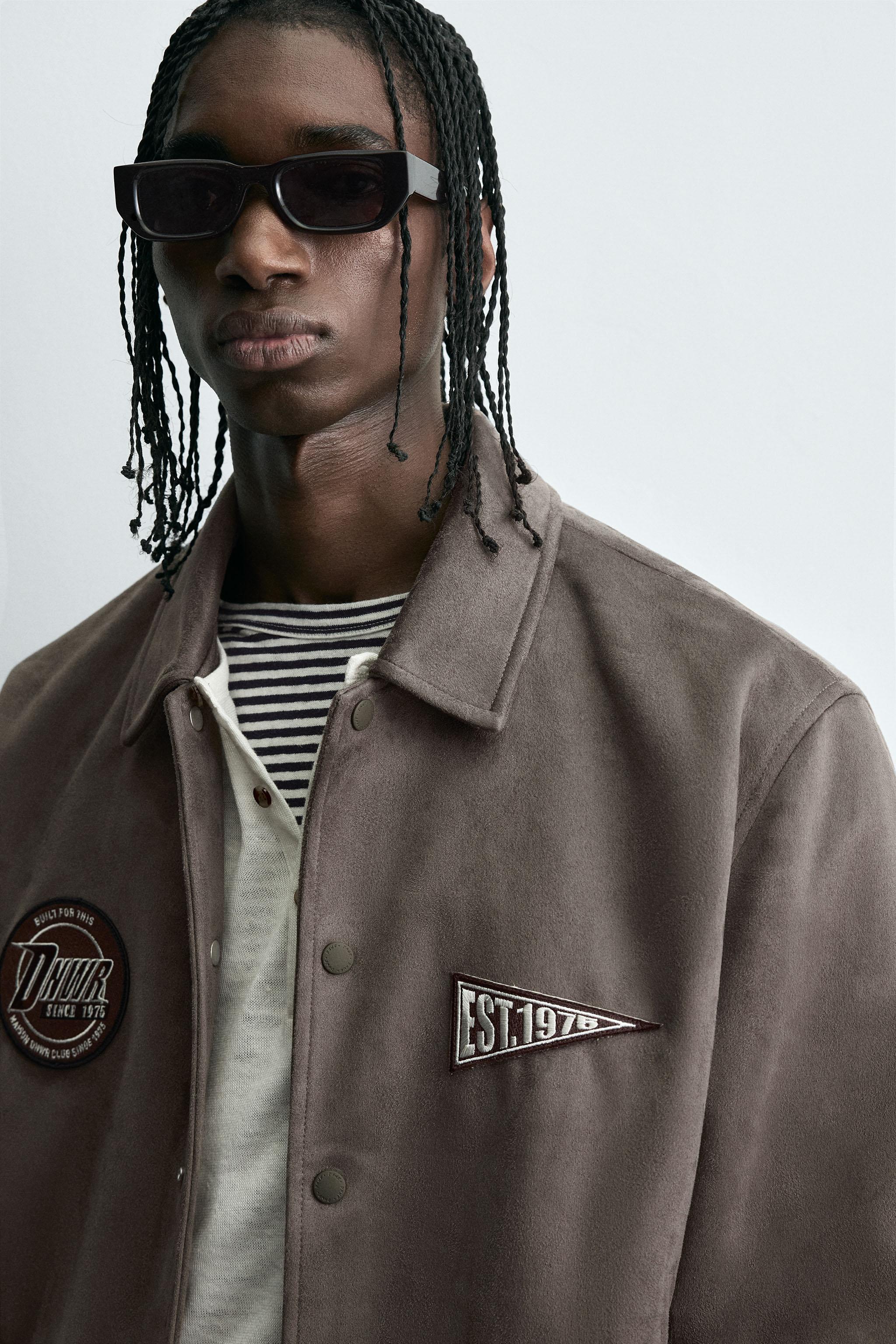 フェイクスエード パッチ刺繍入りジャケット - ミンク | ZARA Japan / 日本