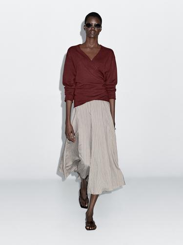 Zara 100% wool double-breasted cardigan - Burgundy