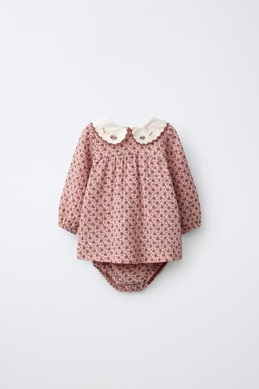 ROBE ET CULOTTE TEXTURE IMPRIMÉ À FLEURS - Rose moyen de Zara
