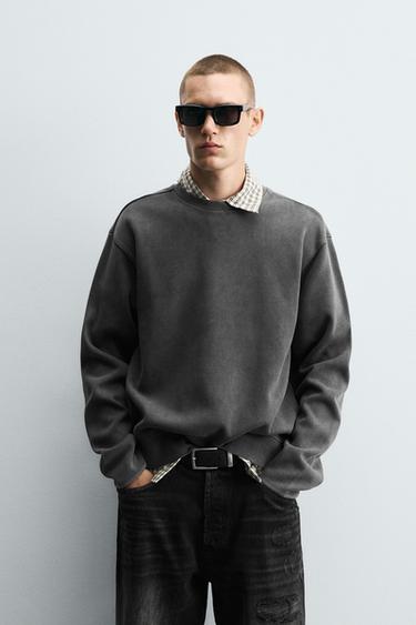 WASHED STRUCTURE SWEATSHIRT - Anthracite grey by Zara