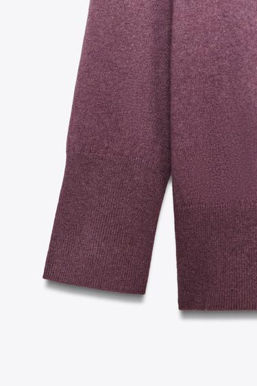 OVERSIZED 100% WOOL KNIT SWEATER - Purple by Zara - Image 5