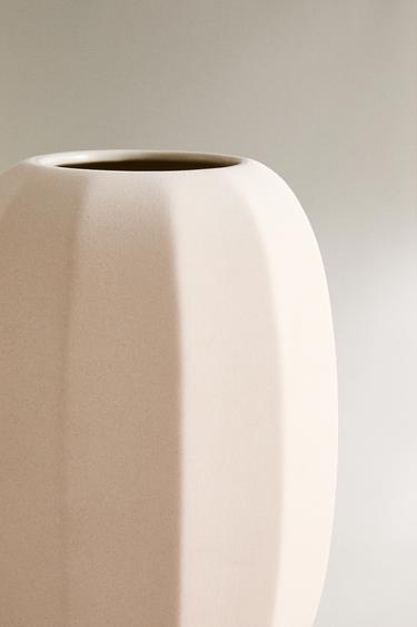 STONEWARE VASE WITH LINES - Ecru by Zara - Image 4