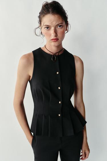 ЕЛЕК С ПЛИСЕТА - Черен от Zara