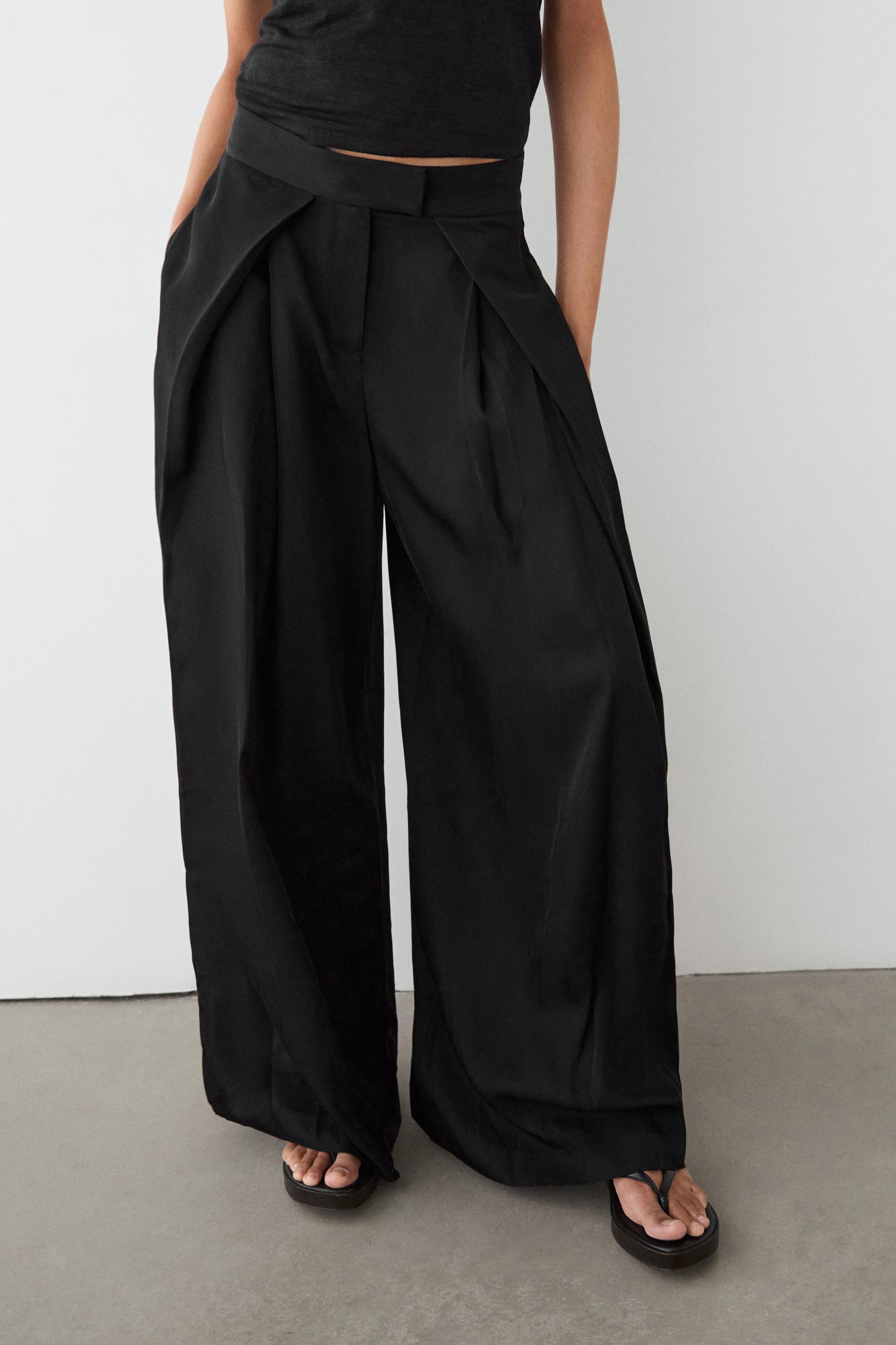 Satin trousers with darts