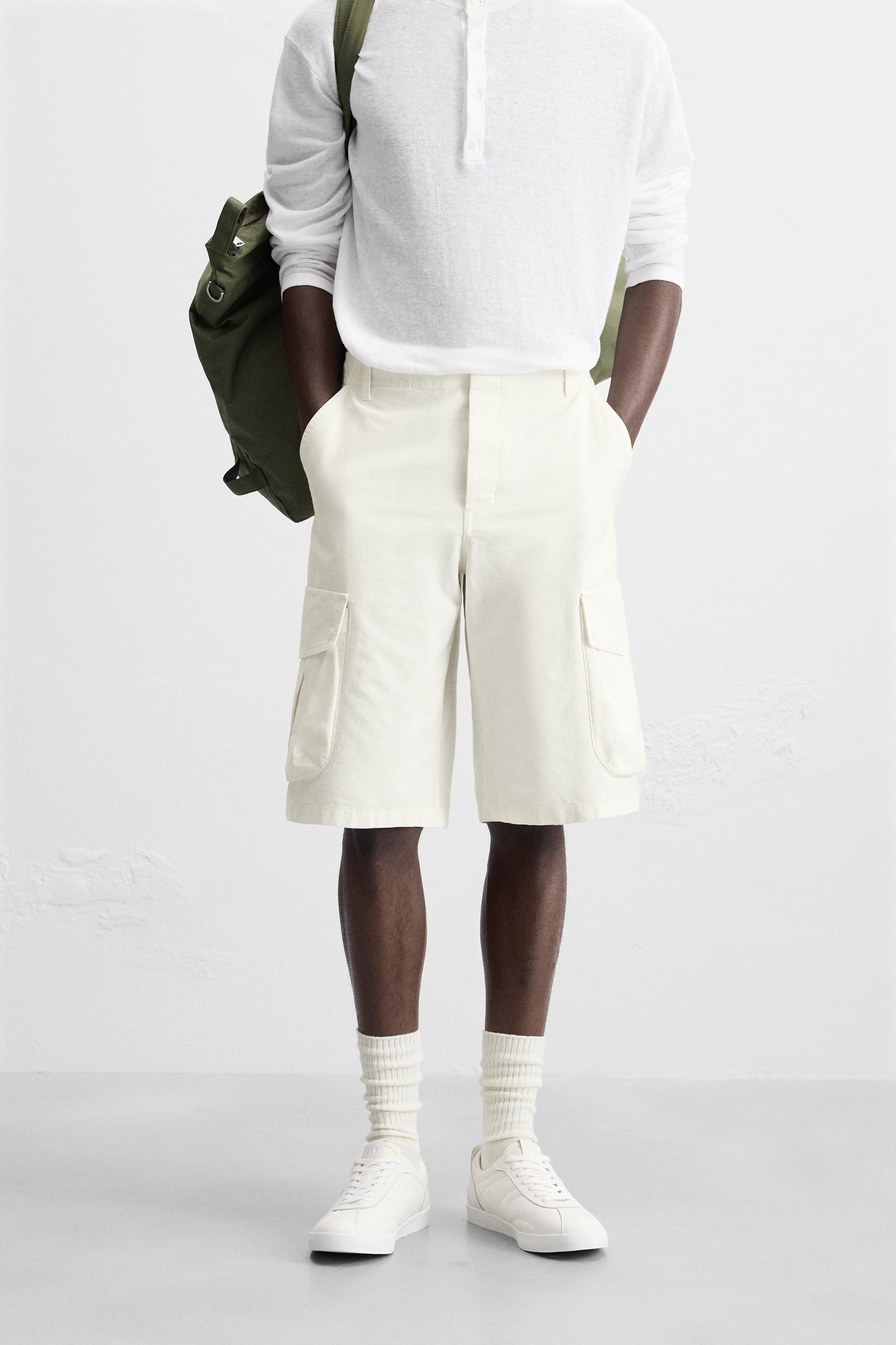 カーゴバミューダパンツ - ホワイト | ZARA Japan / 日本 カーゴバミューダパンツ - ホワイト | ZARA Japan / 日本