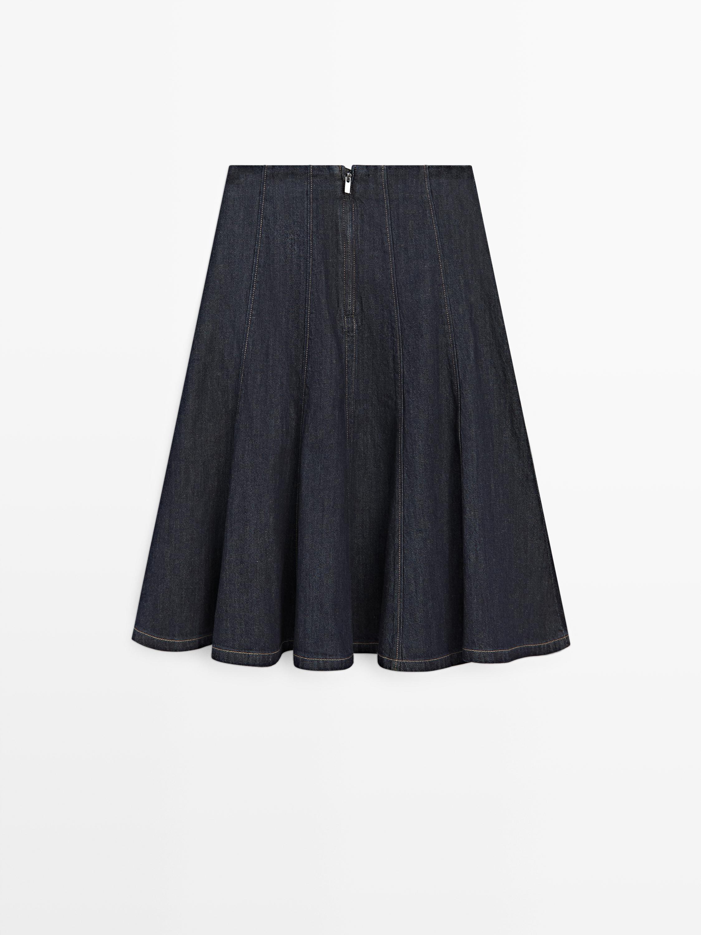 Jupe midi denim à godets