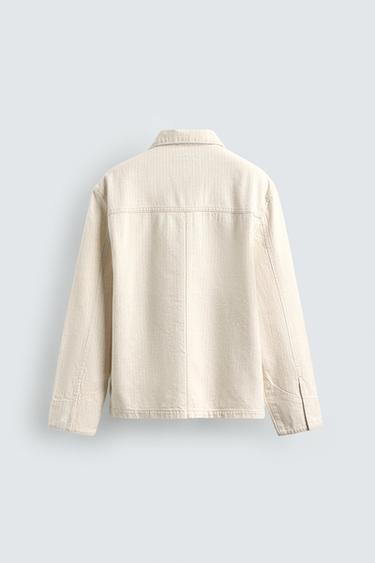 STRIPED TEXTURED OVERSHIRT - Ecru by Zara - Image 6