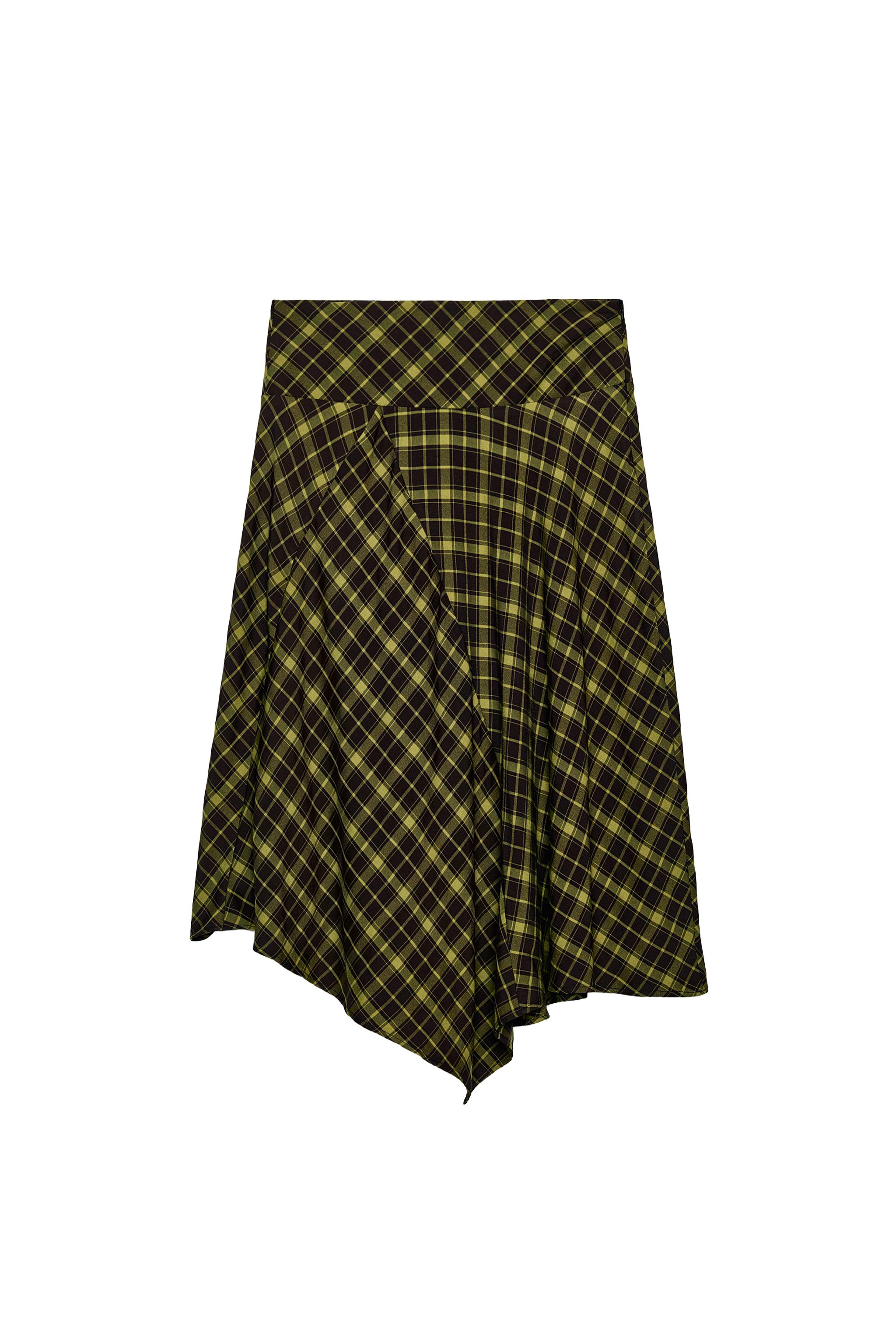 FALDA MIDI ASIMÉTRICA CUADROS
