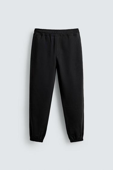 WIDE-LEG JOGGER TROUSERS - Black by Zara