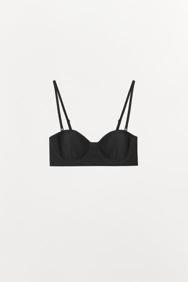 SUJETADOR AROS CON POLIAMIDA - Negro de Zara