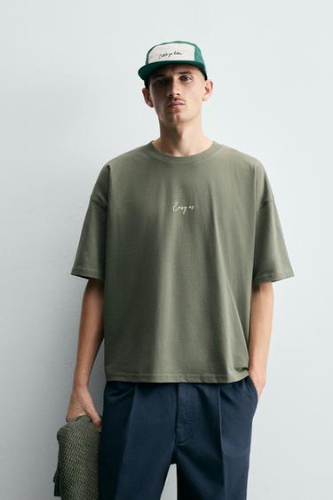 CAMISETA RELAXED FIT PARCHE - Verde de Zara