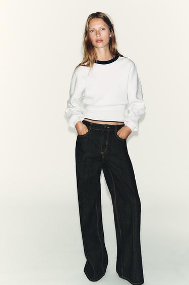 HAUT BOUTONS CANNELÉ - Blanc / Noir de Zara