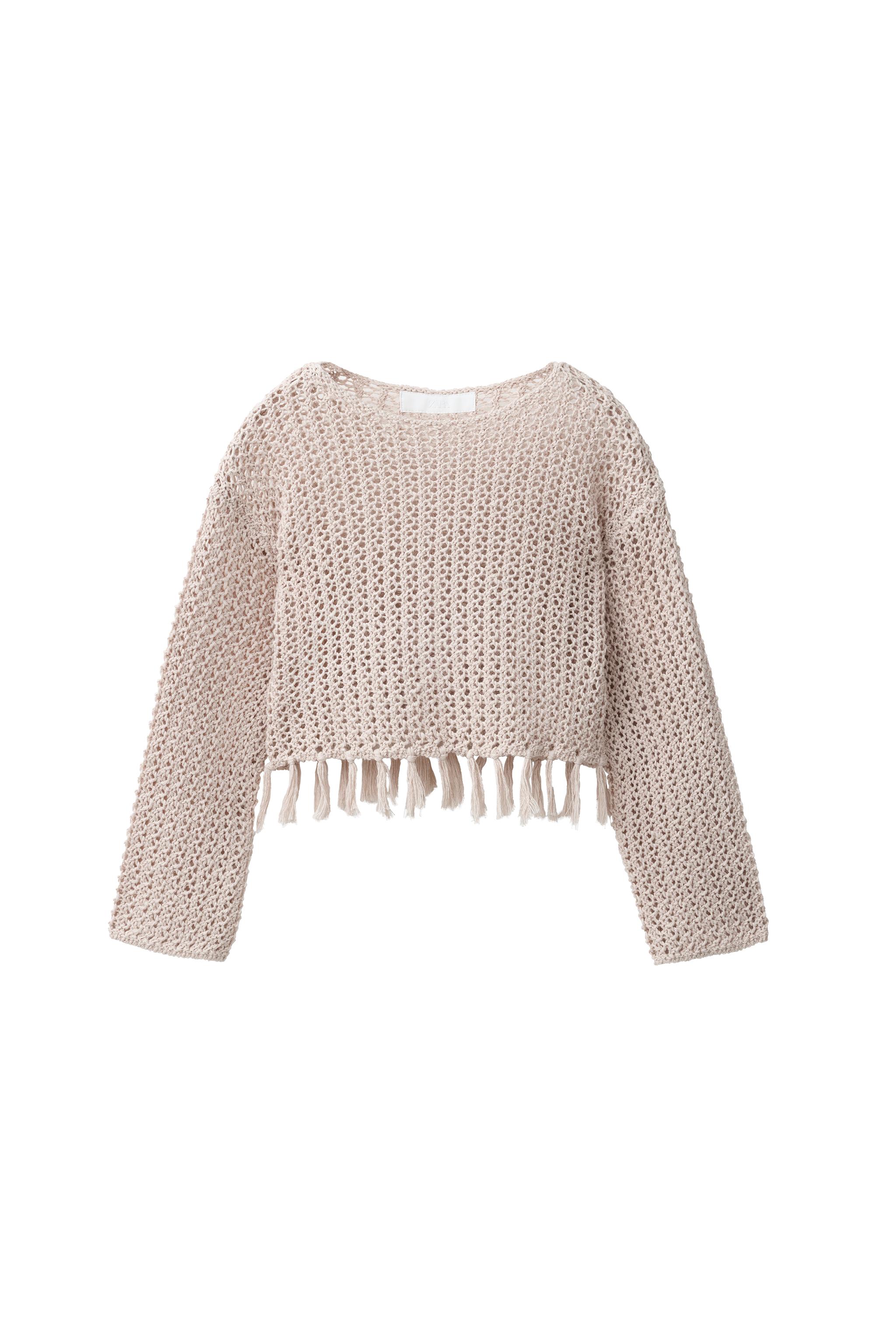 トップス DAIRIKU Pullover Fringe Net Knit FRINGED KNIT JUMPER - taupe brown | ZARA United States